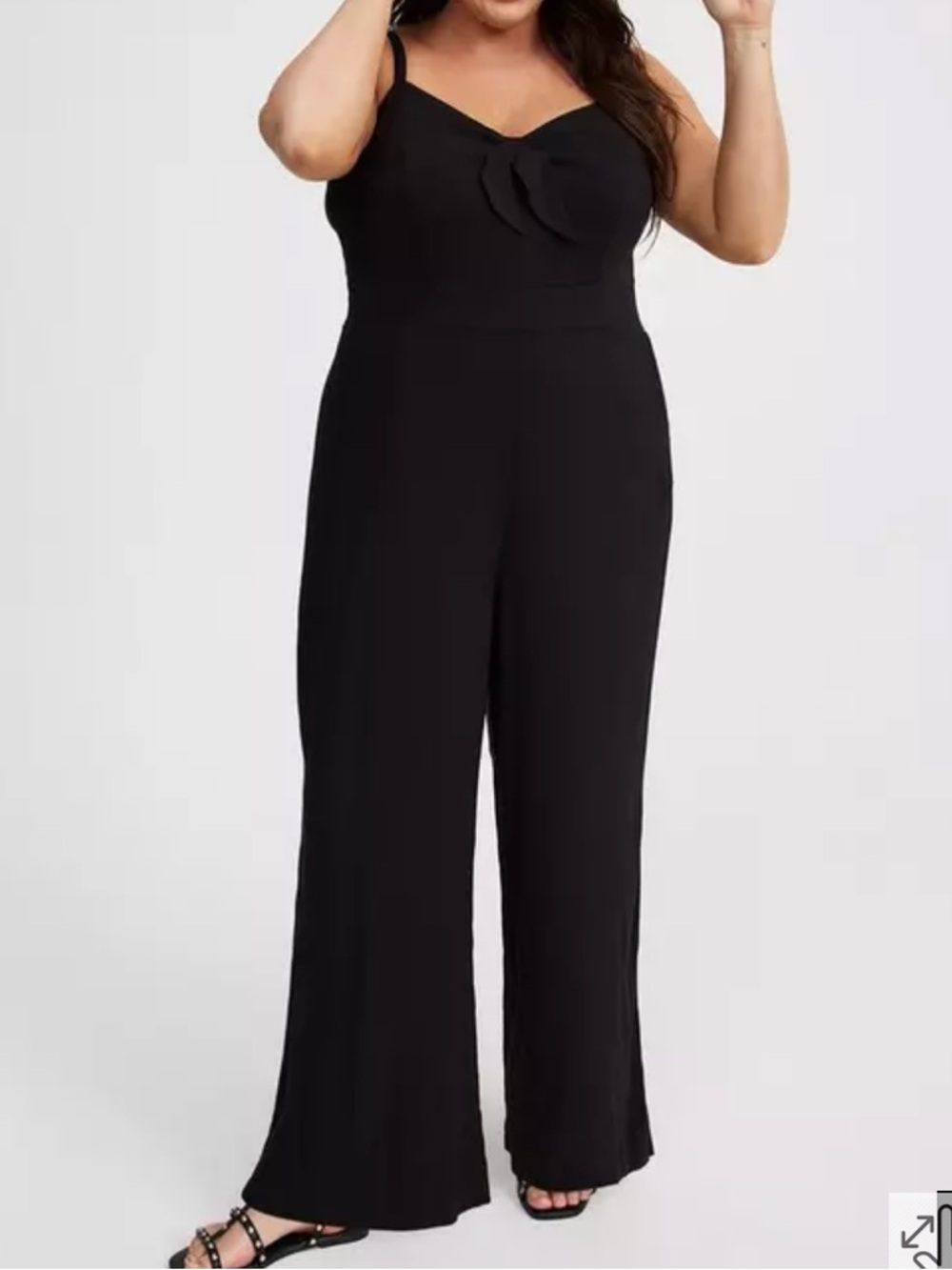 Torrid Rayon Slub Tie-Front Jumpsuit Deep Black Women’s Size 1X 14/16 Torrid 1